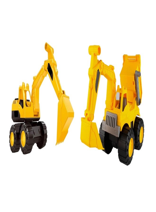 Globular Dig Dump Dumper Excavator Cement Mixture Vehicle Construction Engineering Truck Toy for Kids, Unbreakable Push and Go Truck for Kids Pull Back Pack of 4 - Image 2